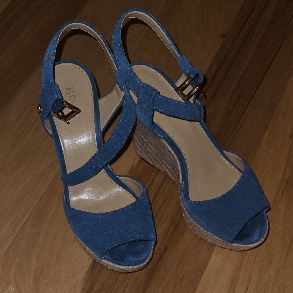 MICHAEL Michael Kors Blue Wedge Sandals with Ankle Strap